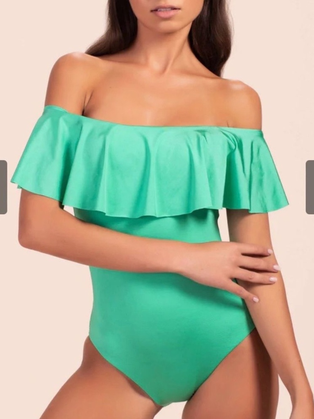 Trina Turk Monaco Off-the-Shoulder Ruffle Bandeau One-Piece Swimsuit Size 8